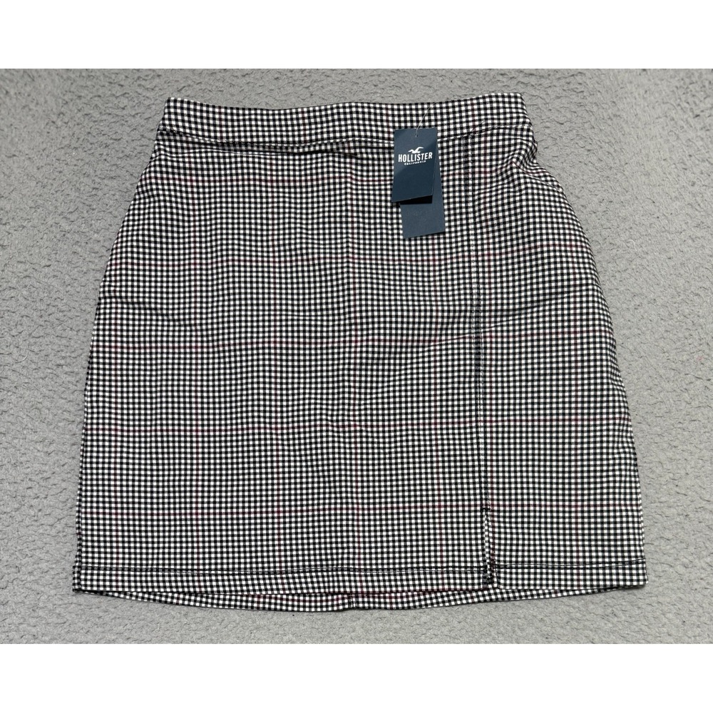 NEW Hollister Gingham Plaid Ultra High Rise Zip Mini Skirt Size XS